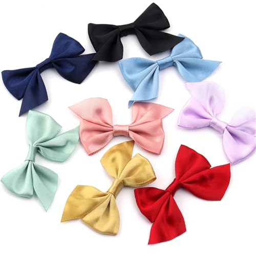 MZPOZB 50 Stück Mix Polyester Satinband Schleifen 4x7mm Handschleifen-Krawatte Klein for Basteln Weihnachtsfeier Dekor Zubehör(Mixed Color) von MZPOZB