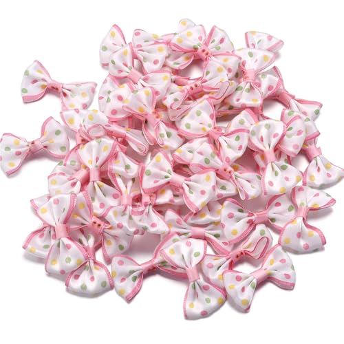 MZPOZB 50 Stücke 2,7 * 3,7 cm Welle Punkt Polyester Band Bögen Bunte Bowknots for DIY Nähen Handwerk Geschenk Kleidung Haar(Pink) von MZPOZB