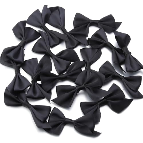 MZPOZB 50 stücke 4x7cm Polyester Satin Band Bögen Bunte Handgemachte Fliege for DIY Handwerk Haarspange Party Dekoration(Black) von MZPOZB