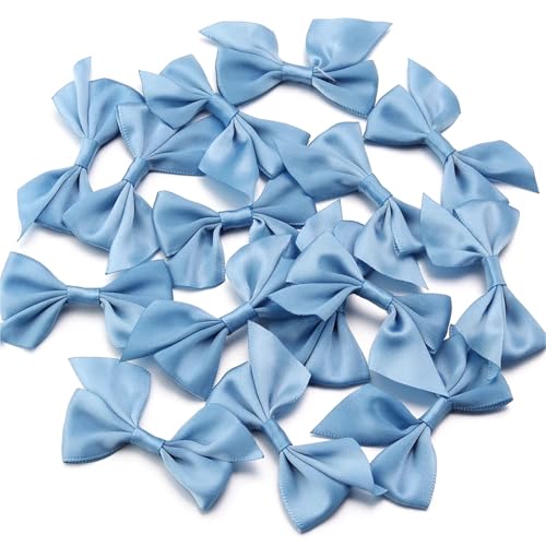 MZPOZB 50 stücke 4x7cm Polyester Satin Band Bögen Bunte Handgemachte Fliege for DIY Handwerk Haarspange Party Dekoration(Blue) von MZPOZB