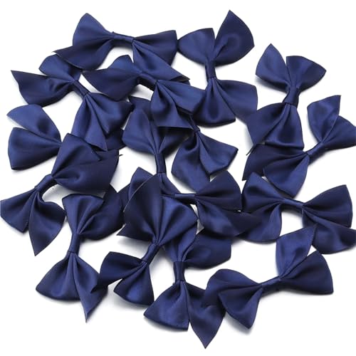 MZPOZB 50 stücke 4x7cm Polyester Satin Band Bögen Bunte Handgemachte Fliege for DIY Handwerk Haarspange Party Dekoration(Deep Blue) von MZPOZB