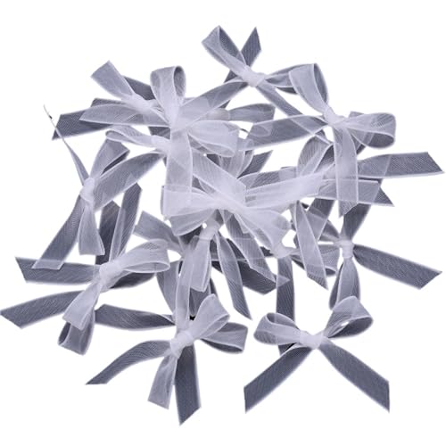 MZPOZB 50 stücke Band Bögen Polyester Spitze Mini Blume Bunte Bowknots for DIY Geschenk Handwerk Party Hochzeit Dekoration(White) von MZPOZB