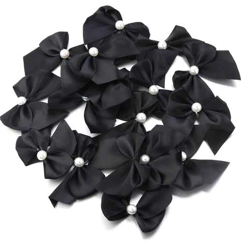 MZPOZB 50 stücke Farbige Satinbandschleifen 5, cm x 6 Niedliche Handschleifen-Krawattenschleifenblume for DIY Kleidung Handwerk Dekoration(Black) von MZPOZB