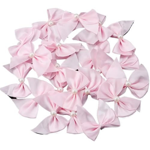 MZPOZB 50 stücke Farbige Satinbandschleifen 5, cm x 6 Niedliche Handschleifen-Krawattenschleifenblume for DIY Kleidung Handwerk Dekoration(Light Pink) von MZPOZB