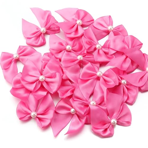 MZPOZB 50 stücke Farbige Satinbandschleifen 5, cm x 6 Niedliche Handschleifen-Krawattenschleifenblume for DIY Kleidung Handwerk Dekoration(Pink) von MZPOZB