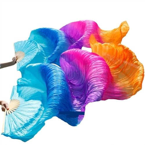 MZPOZB Bauchtanz-FäCher Kind Frauen Bauchtanz-Fan 1-Paar-Farbverlauf-Farbdancer-Praxis Lange Nachahmung Seidenventilatoren BauchtanzfäCher (Color : 20, Size : 1 pair-120x90cm) von MZPOZB