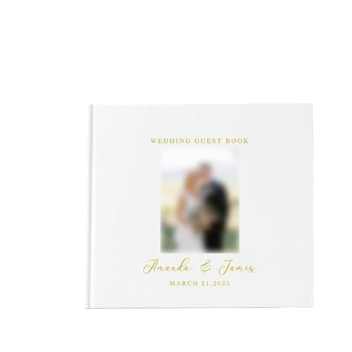 MZPOZB Benutzerdefinierte Hochzeit Gästebuch Weiß Blank DIY Fotoalbum Elegante Zeichen-in Party Tisch Geschenk Platz Notebook(Color-02,Black Text) von MZPOZB