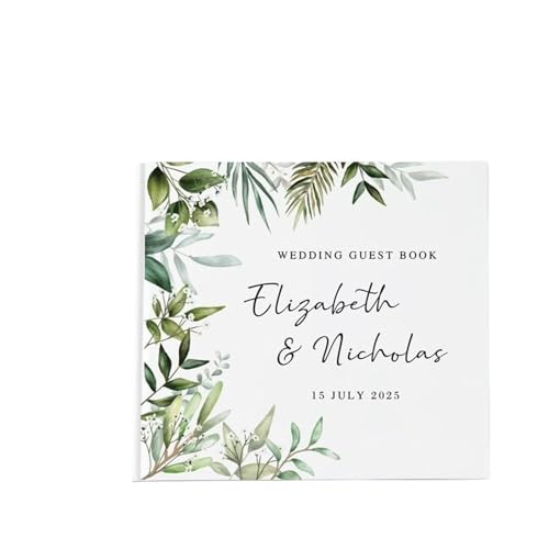 MZPOZB Benutzerdefinierte Hochzeit Gästebuch Weiß Blank DIY Fotoalbum Elegante Zeichen-in Party Tisch Geschenk Platz Notebook(Color-03,Black Text) von MZPOZB