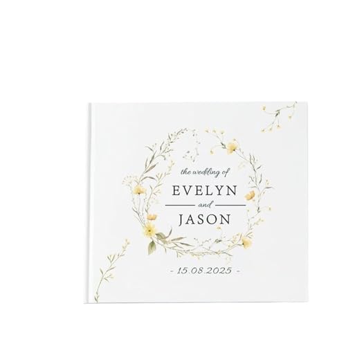 MZPOZB Benutzerdefinierte Hochzeit Gästebuch Weiß Blank DIY Fotoalbum Elegante Zeichen-in Party Tisch Geschenk Platz Notebook(Color-05,Gold Text) von MZPOZB