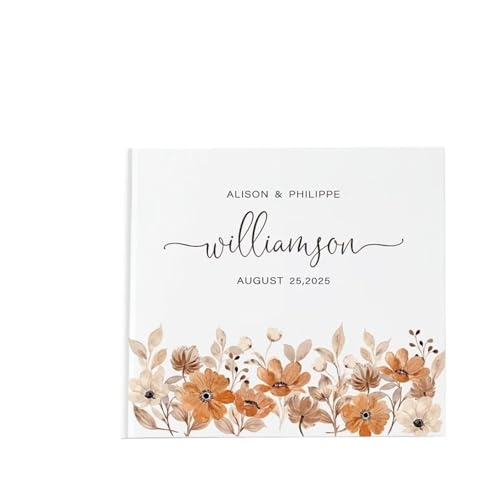 MZPOZB Benutzerdefinierte Hochzeit Gästebuch Weiß Blank DIY Fotoalbum Elegante Zeichen-in Party Tisch Geschenk Platz Notebook(Color-08,Black Text) von MZPOZB