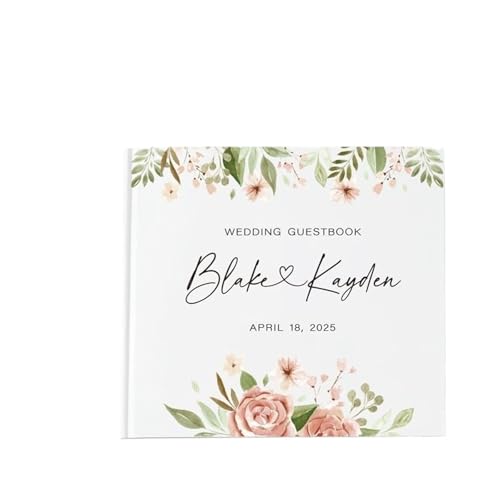 MZPOZB Benutzerdefinierte Hochzeit Gästebuch Weiß Blank DIY Fotoalbum Elegante Zeichen-in Party Tisch Geschenk Platz Notebook(Color-10,Gold Text) von MZPOZB