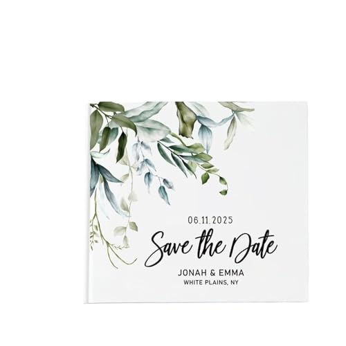 MZPOZB Benutzerdefinierte Hochzeit Gästebuch Weiß Blank DIY Fotoalbum Elegante Zeichen-in Party Tisch Geschenk Platz Notebook(Color-11,Black Text) von MZPOZB