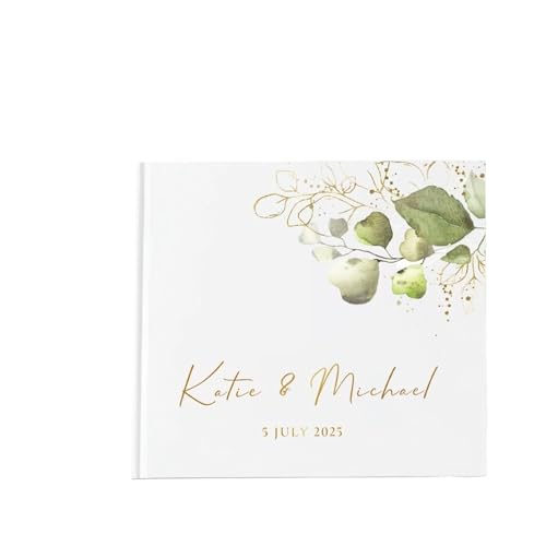 MZPOZB Benutzerdefinierte Hochzeit Gästebuch Weiß Blank DIY Fotoalbum Elegante Zeichen-in Party Tisch Geschenk Platz Notebook(Color-12,Black Text) von MZPOZB