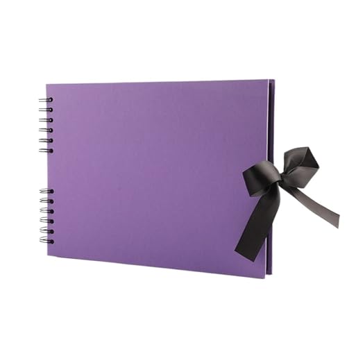 MZPOZB Personalisiertes Hochzeitsgästebuch, Reinigungsfotoalbum, Jubiläumsgeschenk for sie, Scrapbook-Cover, gedrucktes Gästebuch(Purple,Rose Gold Text) von MZPOZB