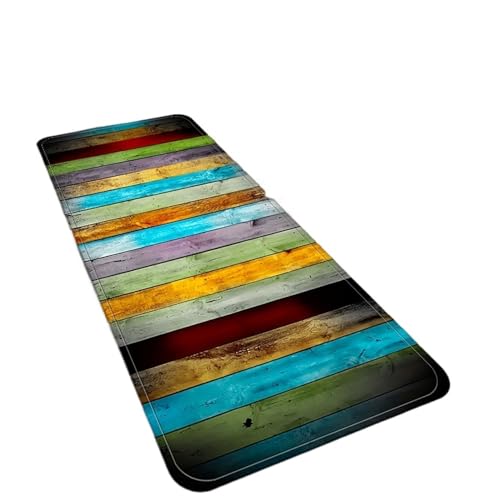 Teppichboden 1PC Mehrfarbige Holzmaserung Küchenstreifen-Fußmatten absorbieren Wasser und Öl Haushaltsteppiche Anti-Rutsch- und Anti-Schmutz-Fußmatten StrapazierfäHiger Teppich (Color : Multi, Size von MZPOZB