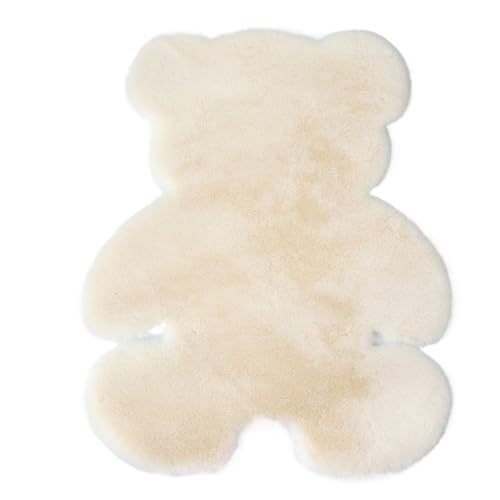 Teppichboden Unregelmäßig geformter Teppich mit Tiermotiv, for Wohnzimmer, Schlafzimmer, Eingang, Bodenmatte, Schlafzimmerteppich StrapazierfäHiger Teppich (Color : Milky White Bear, Size : 60cmx80c von MZPOZB