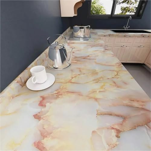 Wandschutzfolie Klebefolien Marmor Küche Öl-Beweis Film Herd Wasserdicht Feuchtigkeit-Beweis Selbst-Klebe Tapete Arbeitsplatte Schrank Renovierung Fliesen Aufkleber(Color-02,40cm x 100cm) von MZPOZB