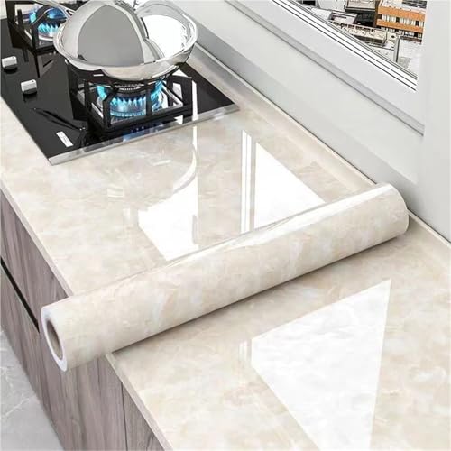 Wandschutzfolie Klebefolien Marmor Küche Öl-Beweis Film Herd Wasserdicht Feuchtigkeit-Beweis Selbst-Klebe Tapete Arbeitsplatte Schrank Renovierung Fliesen Aufkleber(Color-04,40cm x 300cm) von MZPOZB