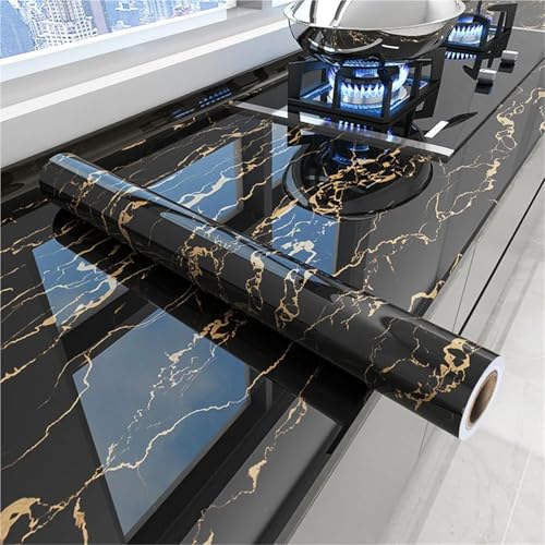 Wandschutzfolie Klebefolien Marmor Küche Öl-Beweis Film Herd Wasserdicht Feuchtigkeit-Beweis Selbst-Klebe Tapete Arbeitsplatte Schrank Renovierung Fliesen Aufkleber(Color-06,40cm x 500cm) von MZPOZB