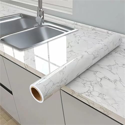 Wandschutzfolie Klebefolien Marmor Küche Öl-Beweis Film Herd Wasserdicht Feuchtigkeit-Beweis Selbst-Klebe Tapete Arbeitsplatte Schrank Renovierung Fliesen Aufkleber(Color-07,40cm x 200cm) von MZPOZB
