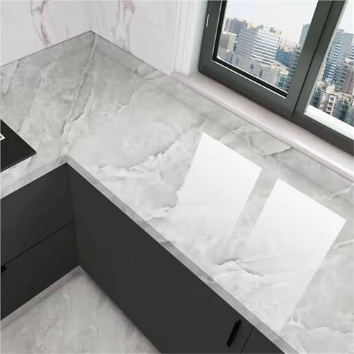 Wandschutzfolie Klebefolien Marmor Küche Öl-Beweis Film Herd Wasserdicht Feuchtigkeit-Beweis Selbst-Klebe Tapete Arbeitsplatte Schrank Renovierung Fliesen Aufkleber(Color-08,40cm x 200cm) von MZPOZB