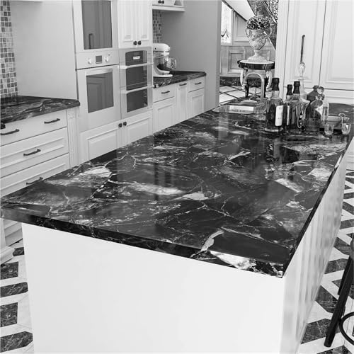 Wandschutzfolie Klebefolien Marmor Küche Öl-Beweis Film Herd Wasserdicht Feuchtigkeit-Beweis Selbst-Klebe Tapete Arbeitsplatte Schrank Renovierung Fliesen Aufkleber(Color-10,40cm x 200cm) von MZPOZB