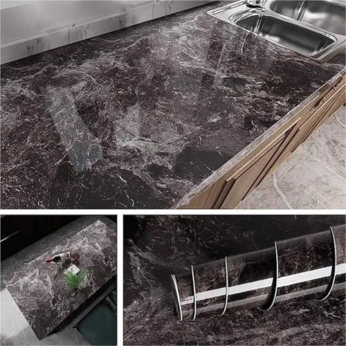 Wandschutzfolie Klebefolien Marmor Küche Öl-Beweis Film Herd Wasserdicht Feuchtigkeit-Beweis Selbst-Klebe Tapete Arbeitsplatte Schrank Renovierung Fliesen Aufkleber(Color-13,40cm x 300cm) von MZPOZB