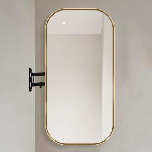 MZQMK Rahmen Wandspiegel, Echteckiger Badezimmerspiegel, Schwenkbarer Badezimmerspiegel, Filetierte Ecke Rahmen Spiegel Horizontal Oder Vertikal Aufgehängt(B,50x80cm) von MZQMK