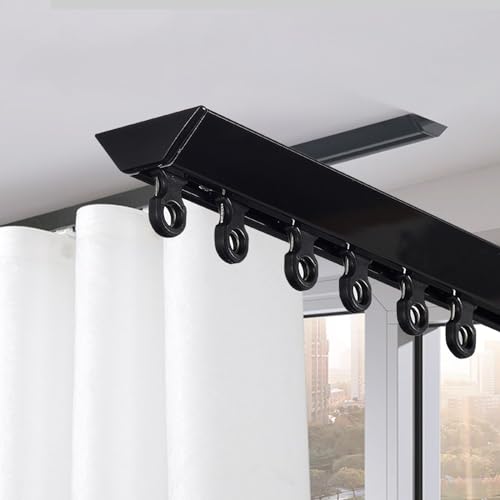 MZQMK Vorhangschiene Schwarz, Flexibles Und Langlebiges Design, Industrie Verstellbare Ausziehbare Gardinenstangen, Für Esszimmer, Schlafzimmer, Wohnzimmer(Black,1.8m/5.9ft) von MZQMK