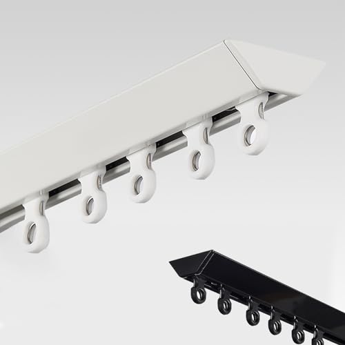 MZQMK Vorhangschiene Schwarz, Flexibles Und Langlebiges Design, Industrie Verstellbare Ausziehbare Gardinenstangen, Für Esszimmer, Schlafzimmer, Wohnzimmer(White,4.4m/14.4ft) von MZQMK