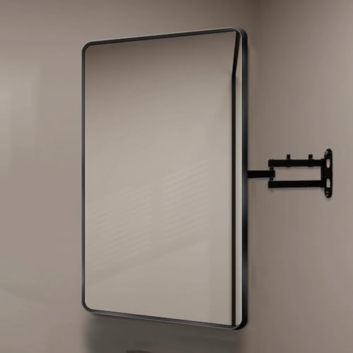 MZQMK Wandmontierter Eckspiegel, Rechteckiger Badezimmerspiegel Mit Aluminiumrahmen, HD, Explosionssicher, Schwenkbarer Eckspiegel Mit Halterung(A,60x80cm) von MZQMK