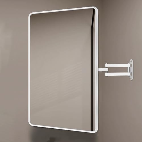 MZQMK Wandmontierter Eckspiegel, Rechteckiger Badezimmerspiegel Mit Aluminiumrahmen, HD, Explosionssicher, Schwenkbarer Eckspiegel Mit Halterung(B,60x80cm) von MZQMK