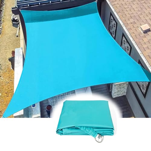 Sonnensegel Wasserdicht 2x2m Quadrat, Sonnenschutz Windschutz Balkon Terrasse 95% UV-Schut,für Balkon Garten (Color : Blue, Size : 8x10M(26x32FT)) von MZQMK