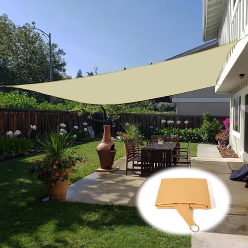 Sonnensegel Wasserdicht 3x4m Schwarz Sonnensegel Rechteckig Mit Seile Sonnensegel Balkon 98% UV Schutz Geeignet Für Garten Terrasse Und Camping (Color : Yellow, Size : 5x7M(16x23FT)) von MZQMK