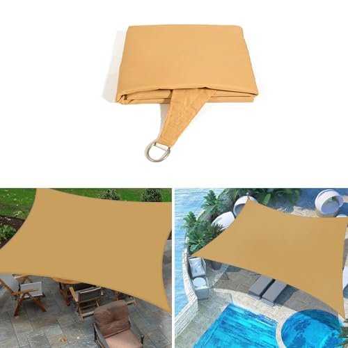 Sonnensegel Wasserdicht Rechteckig 2x3m Sonnenschutz Wasserabweisend Premium, Mit UV Schutz Für Balkon Garten Terrasse Creme 3x2m (Color : Yellow, Size : 1x2M(3x6FT)) von MZQMK