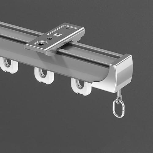 Vorhangschiene, Vorhangschiene Decke, Industrie Verstellbare Ausziehbare Gardinenstangen, Flexibles Und Langlebiges Design, Deckenschiene Für Vorhänge(Color:Grizzly,Size:4.5M/15FT) von MZQMK