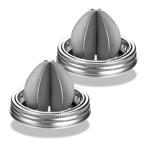 2 Stück Glas Edelstahl Entsafter Deckel Zitrusreibahle für Weithalsglas Zitronenpresse Abnehmbares Zubehör Manuelle Zitrusreibahle von MZRAN