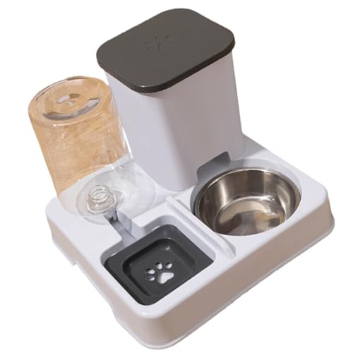 2-in-1-Wasserspender für Haustiere, Edelstahl, erhöhtes Design, rutschfest, für Katzen, Hunde, Zuhause, Büro, automatischer Futternapf mit Wasserspender, Edelstahl 2-in-1-Wasserspender für Haustiere, Edelstahl, erhöhtes Design, rutschfest, für Katzen, Hunde, Zuhause, Büro, automatischer Futternapf mit Wasserspender, Edelstahl von MZRAN