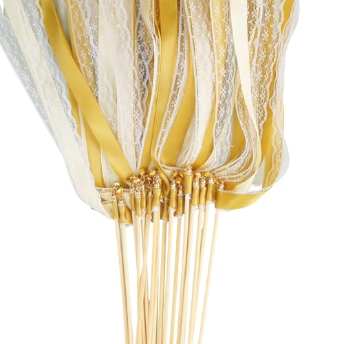 20 Stück Hochzeit Satinband Wand Spitze Zauberstab Luftschlangen für Hochzeit Partys und Feiern, Gastversammlungen, Geschenke, Festivalband Wand von MZRAN