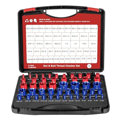 55-teiliges metrisches Standard-Gewindeprüfer-Set mit tragbarem Aufbewahrungskoffer, farbcodierte Messgeräte, Aluminiumkonstruktion, Aluminium-Gewindelehre-Set für Schrauben und Muttern 55-teiliges metrisches Standard-Gewindeprüfer-Set mit tragbarem Aufbewahrungskoffer, farbcodierte Messgeräte, Aluminiumkonstruktion, Aluminium-Gewindelehre-Set für Schrauben und Muttern von MZRAN