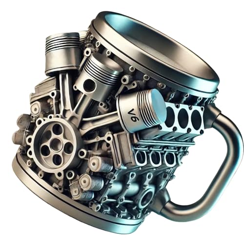 MZRAN Bierkrug aus Kunstharz mit mechanischem Muster, doppelwandig, isoliert, Wärmespeicherung, Wasserbecher, Automobil-Motor-Trinkgeschirr von MZRAN