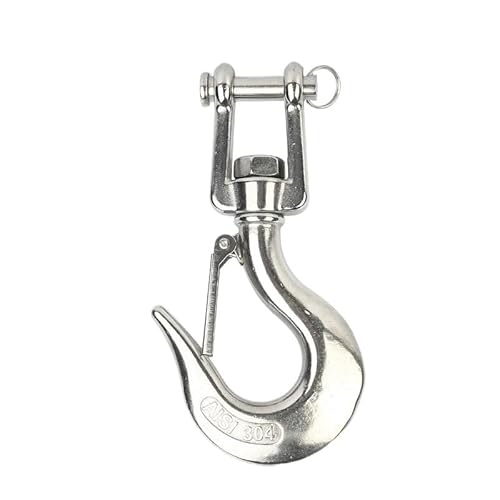 0.15T/0.35T/0.65T/1T Heavy Duty 304 stainless steel Lifting Chain Hoist Jaw Swivel Cargo Hook with Latch Rotating Hook(1.5T) von MZSKLW