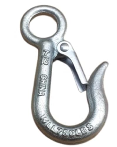 1,12-3,5 t G80 Ösenhaken mit Riegel Einzelschlaufe for das Heben von Frachtcontainern, geschmiedete Legierung, Hebehaken, Kranwindenkette(750lbs 0.34T 4pcs) von MZSKLW