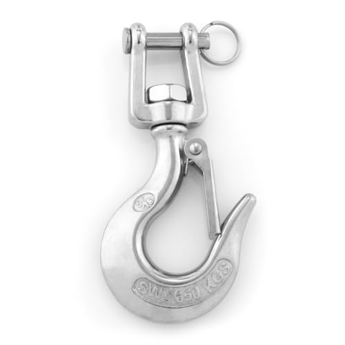 1 stück oder 2 stücke 304 Edelstahl Wirbel Auge Hebe Haken 150/350/650/1000/1500kg Last Heavy Duty Lock Rigging Snap Trigger Clevis(1 x Load 650KG) von MZSKLW
