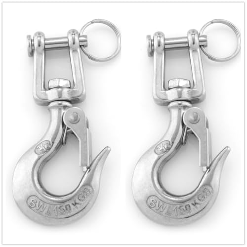 1 stück oder 2 stücke 304 Edelstahl Wirbel Auge Hebe Haken 150/350/650/1000/1500kg Last Heavy Duty Lock Rigging Snap Trigger Clevis(2 x Load 150KG) von MZSKLW