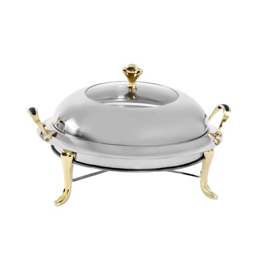 28CM Buffet Chafing Dish Einstellbare Feuer Edelstahl Gericht mit Deckel und Chafing Fuel Halter Küche Party(Gold) von MZSKLW