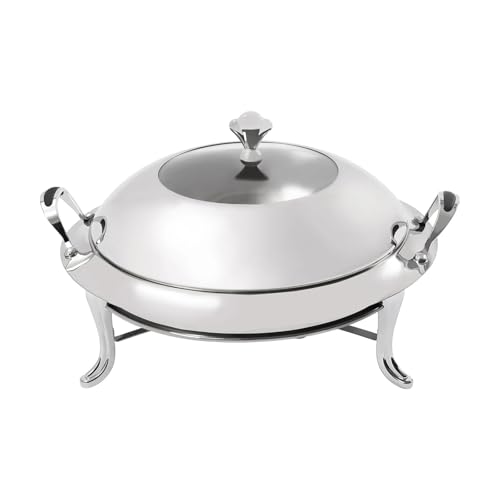 28CM Buffet Chafing Dish Einstellbare Feuer Edelstahl Gericht mit Deckel und Chafing Fuel Halter Küche Party(Silver) von MZSKLW