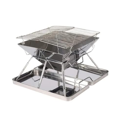 Camping-Feuerstelle, Lagerfeuer-Grill, BBQ-Herd, Outdoor-Holzofen, Brenner, tragbarer Camping-Grill for Outdoor-Rucksacktouren(31X31X24cm) von MZSKLW