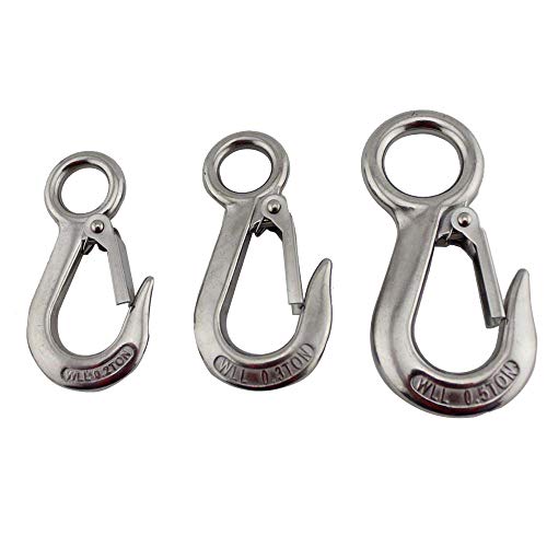 Große rostfreie Karabinerhaken mit Öse for Heben von Kränen, Marine, robuste Sicherheitsarbeitslastgrenze von 200 kg, Federlasthaken, 5 Stück(0.2T) von MZSKLW
