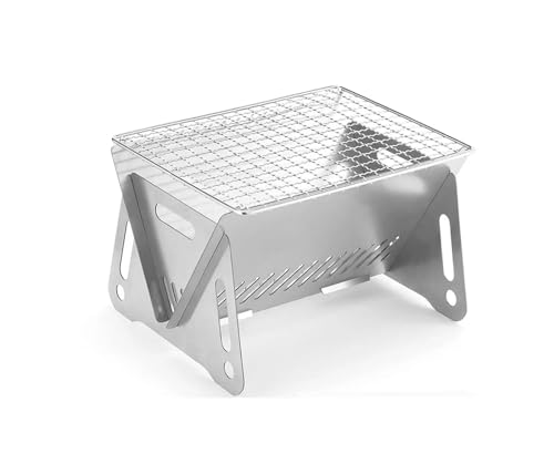 Herd, zusammenklappbarer Holzkohlegrill aus Edelstahl, BBQ, Holzofen, Campingkocher for Wandern, Picknick, Garten, Kochen im Hinterhof von MZSKLW